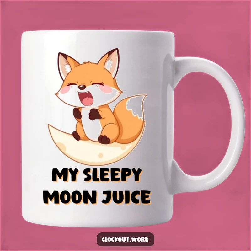 Funny Fox Moon Mug - Sleepy Foxy Retro Night Music Gift