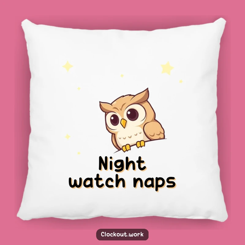 Funny Curious Owl Night Sky Pillow: Dream of Stars with Cozy Wisdom