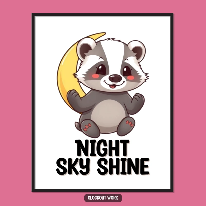 Funny Badger Moon Polisher Digital Art: Download Celestial Whimsy for Your Walls