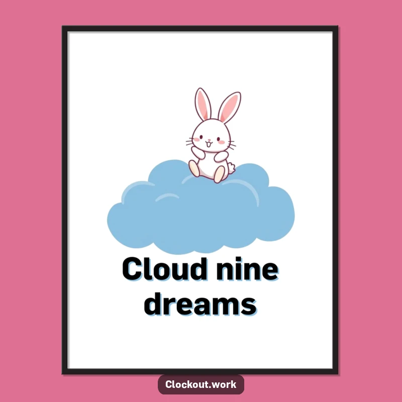 Funny Rabbit Cloud Hopper Digital Art: Download Dreamy Joy for Your Walls