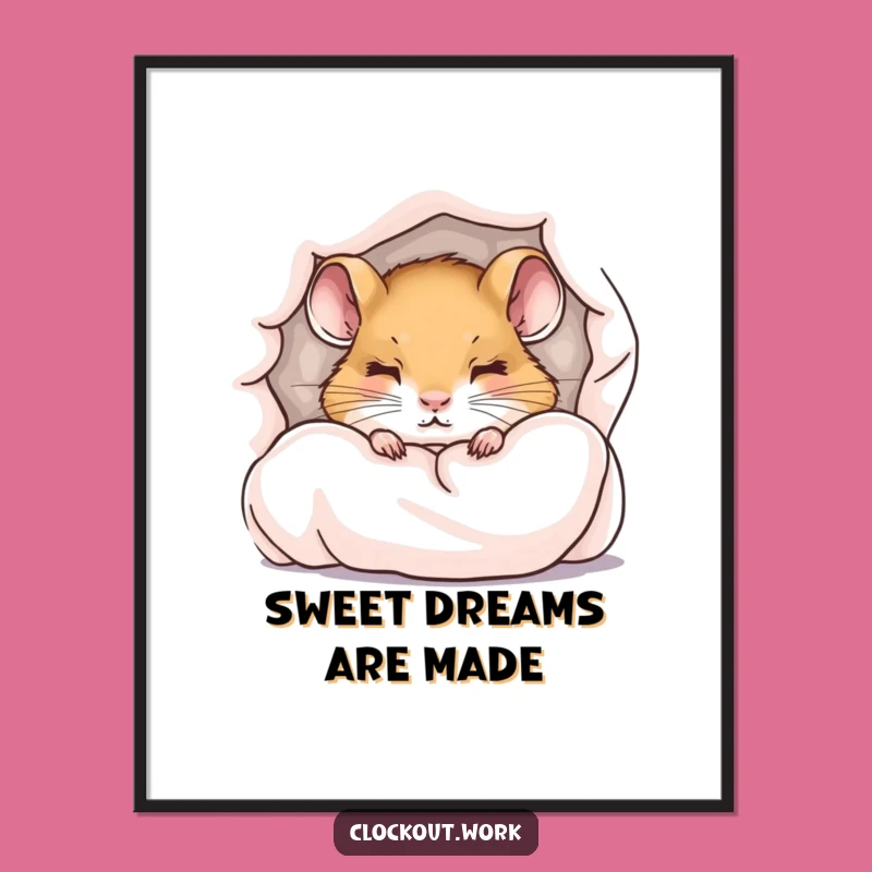 Funny Dormouse Sleepy Digital Art: Instant Sweet Dreams Print