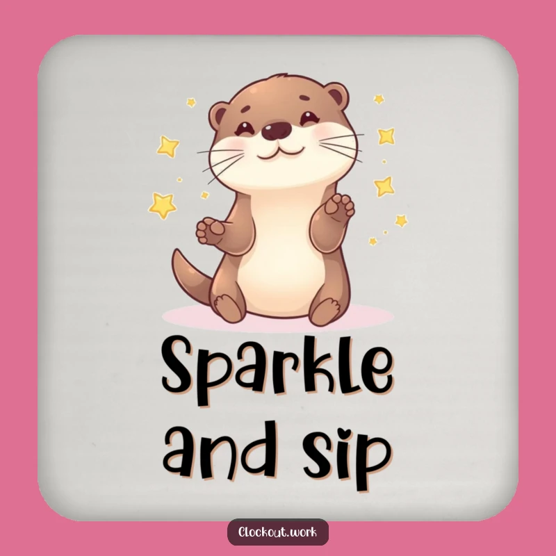 Funny Otter Star Juggler Coaster: Protect Surfaces with Cosmic Playfulness