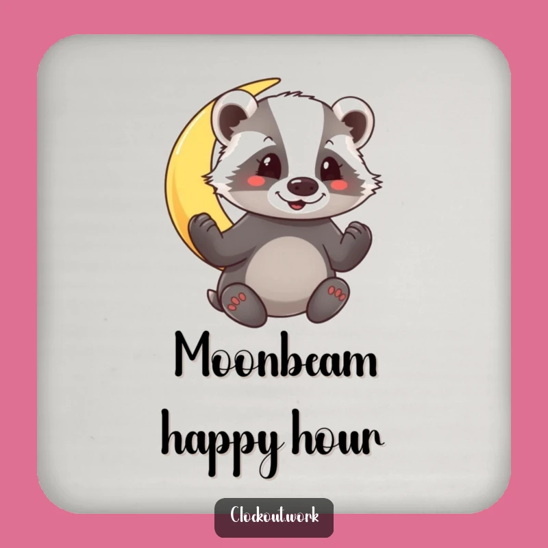 Funny Badger Moon Polisher Coaster: Protect Surfaces with Celestial Whimsy