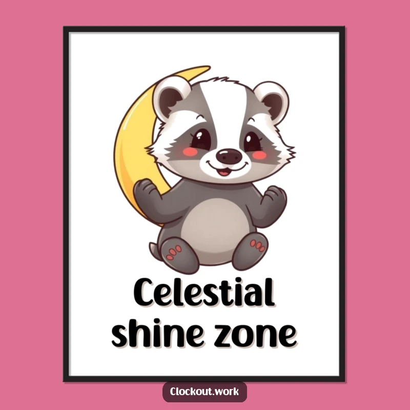 Funny Badger Moon Polisher Poster: Bring Whimsical Celestial Art to Your Walls