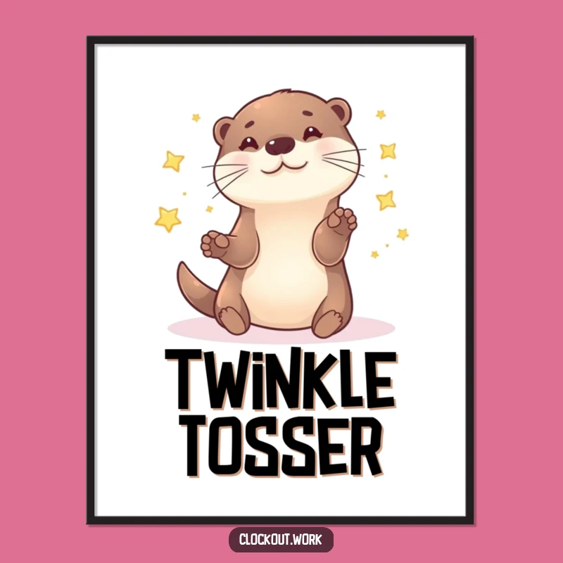 Funny Otter Star Juggler Poster: Decorate with Playful Cosmic Art