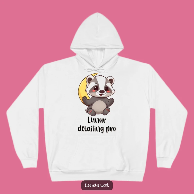 Funny Badger Moon Polisher Hoodie: Cozy Up with Celestial Charm and Comedic Art