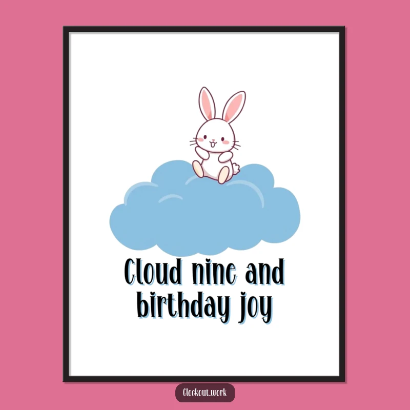 Funny Free Printable Wall Art: Rabbit on Cloud, Dreamy Downloadable Decor