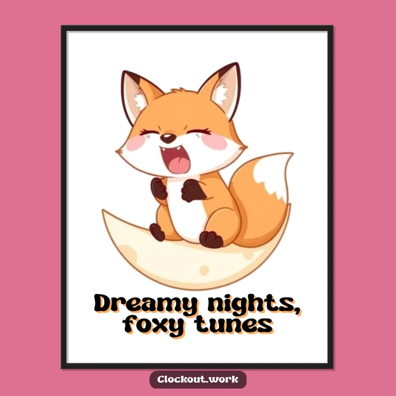 Free Printable Wall Art: Sleepy Fox Moon Dreamscape - Whimsical Downloadable Decor