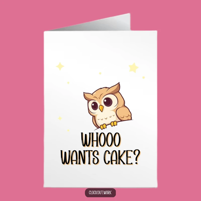 Free Printable Birthday Card: Curious Owl Watching Stars, Unique Download Gift