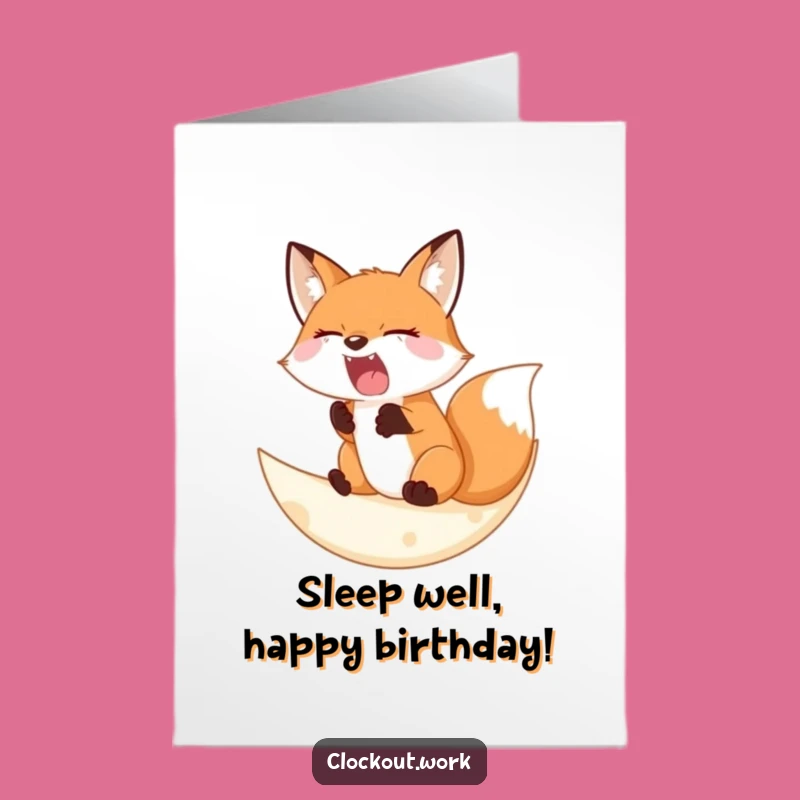 Free Printable Birthday Card: Sleepy Fox Moon - Dreamy Downloadable Gift