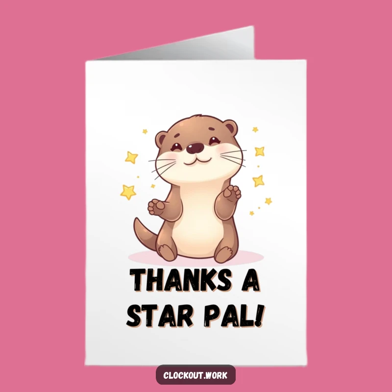Free Printable Thank You Card: Otter Star Juggling, Humorous Gratitude Download