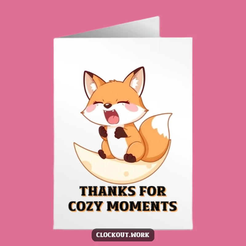 Free Printable Thank You Card: Sleepy Fox Moon - Gentle Downloadable