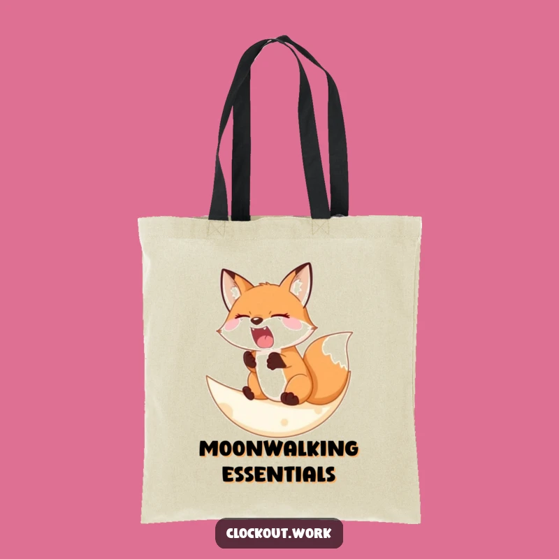 Funny Tote Bag: Sleepy Fox Moon - Cozy Night Accessory